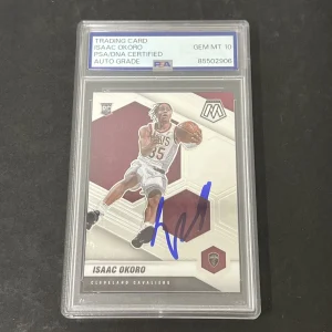 2020-21 Panini Mosaic #212 Isaac Okoro Rookie signed card PSA Auto 10