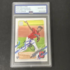 2021 Topps Series 1 #319 Triston Mckenzie signed card PSA Auto 10 Guardians