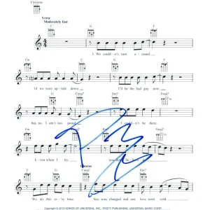 Austin Post Malone Signed Autograph Circles Sheet Music - Hollywood's Bleeding