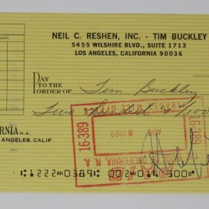 TIM BUCKLEY Signed Autograph Auto 1968 Check JSA