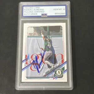2021 Topps Series 2 #613 Ramon Laureano signed card PSA Auto 10