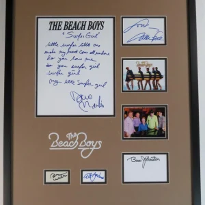 Brian Wilson THE BEACH BOYS Signed Auto "Surfer Girl" Lyrics Display by 5 JSA