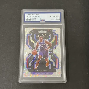 2021-22 Panini Prizm #317 Jaden Springer signed card PSA 76ers