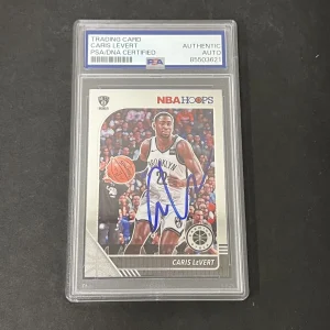 2019-20 Panini Hoops Premium Stock #15 Caris LeVert signed card PSA Nets