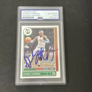 2021-22 Panini NBA Hoops #156 Dennis Schroeder signed card PSA Boston Celtics