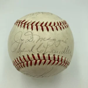 1960's New York Yankees Old Timers Day Signed Baseball Joe Dimaggio JSA COA