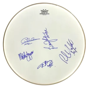 AC/DC Full Band x5 Signed Autograph Drumhead - Malcolm Young Angus +3 JSA COA
