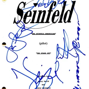 Jerry Seinfeld Michael Richards Larry David +2 Signed Autograph Script - JSA COA