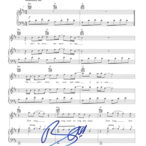 Bono U2 Signed Autograph Sunday Bloody Sunday Sheet Music - War w/ JSA COA