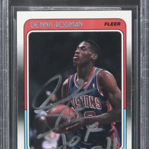 Bulls Dennis Rodman "HOF 2011" Signed 1988 Fleer #43 Rookie Card BAS Slabbed 1