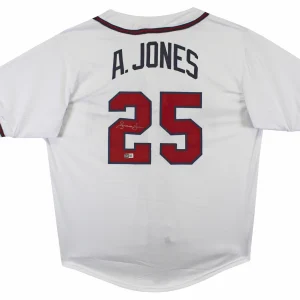 Andruw Jones Authentic Signed White Pro Style Jersey w/ Silver Sig BAS