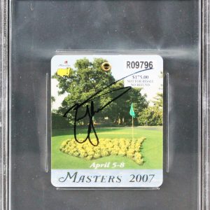 Zach Johnson Signed 2007 Masters Augusta National Club Badge Ticket BAS Slabbed