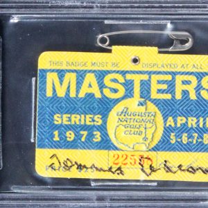Tommy Aaron Signed 1973 Masters Augusta National Club Badge Ticket BAS Slabbed