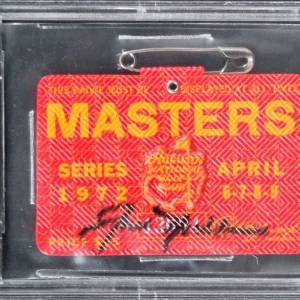 Jack Nicklaus Signed 1972 Masters Augusta National Badge Ticket BAS Slabbed