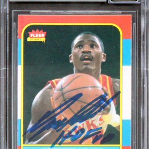 Hawks Dominique Wilkins "HOF" Signed 1986 Fleer #121 RC Card Auto 10! BAS Slab 1