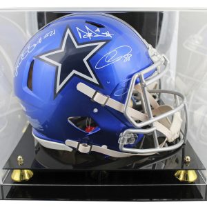 (3) Prescott, Elliott, Lamb Signed Flash F/S Speed Proline Helmet W/ Case BAS W