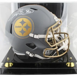 Steelers Hines Ward Signed Slate Full Size Speed Rep Helmet W/ Case BAS Witness