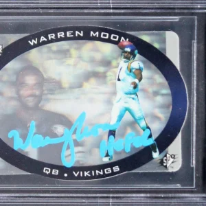Vikings Warren Moon "HOF 06" Signed 1996 SPX #25 Card Auto 10! BAS Slabbed
