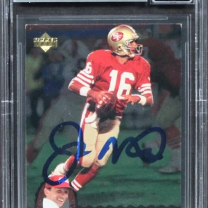 49ers Joe Montana Signed 1995 Upper Deck Trilogy #MT16 Card Auto 10! BAS Slab 2