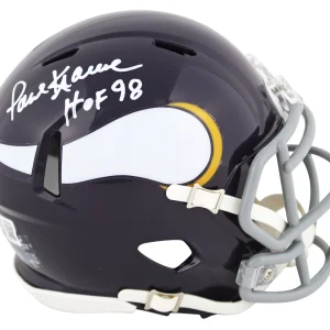 Vikings Paul Krause "HOF 98" Signed 1961-79 TB Speed Mini Helmet BAS Witnessed