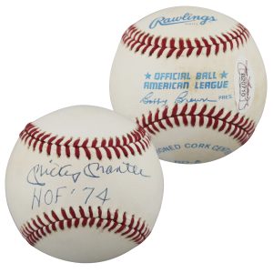 Yankees Mickey Mantle HOF 74 Authentic Signed Baseball OAL JSA #B20710