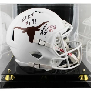 Texas Ricky Williams & Earl Campbell Signed F/S Speed Rep Helmet W/ Case BAS Wit