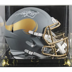 Vikings Adrian Peterson Signed Slate Full Size Speed Rep Helmet W/ Case BAS Wit