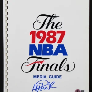 Lakers Magic Johnson 1987 NBA FInals Media Guide Autographed BAS Witnessed