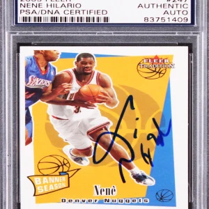 Nuggets Nene Hilario Authentic Signed 2003 Fleer #247 Rookie Card PSA/DNA Slab