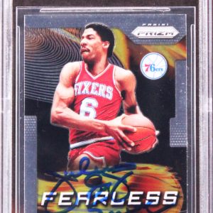 76ers Julius Erving Signed 2019 Panini Prizm Fearless #17 Card BAS Slabbed