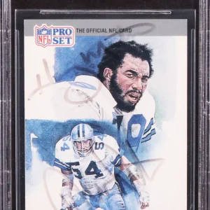 Harvey Martin & Randy White Signed 1990 Pro Set SB MVP'S #12 Card BAS Slabbed
