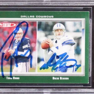 Cowboys Tony Romo & Drew Henson Signed 2006 Topps Total #77 Card BAS Slabbed