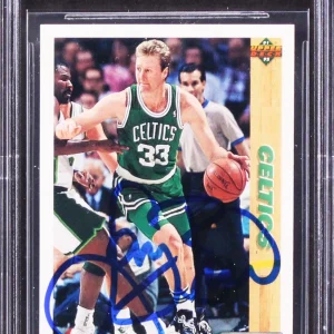 Celtics Larry Bird Signed 1991 Upper Deck #344 Card Auto Graded 10! BAS Slabbed