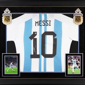 Lionel Messi Authentic Signed Blue & White Argentina Framed Jersey BAS #AB10489