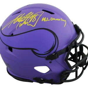 Vikings Adrian Peterson "All Damn Day" Signed Rave F/S Speed Proline Helmet BAS