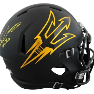 Arizona State Sam Leavitt Signed Black Full Size Speed Rep Helmet BAS Witnessed