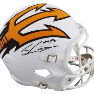 Arizona State Sam Leavitt Signed White Alt Full Size Speed Rep Helmet BAS Wit