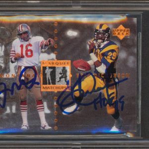Joe Montana & Eric Dickerson Signed 1997 UD Legends #MM18 Card Auto 10! BAS Slab