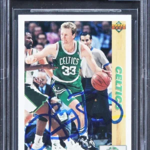 Celtics Larry Bird Signed 1991 Upper Deck #344 Card Auto 10! BAS Slabbed