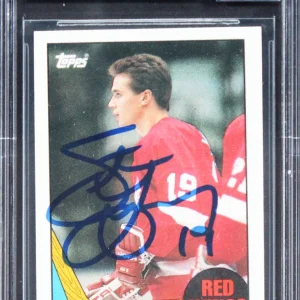 Red Wings Steve Yzerman Signed 1987 Topps #56 Card Auto 10! BAS Slabbed