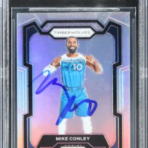 Timberwolves Mike Conley Signed 2023 Panini Prizm Silver #57 Card BAS Slabbed