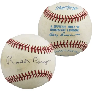 Ronald Reagan Authentic Signed Bobby Brown OAL Baseball Autographed BAS #AE33699