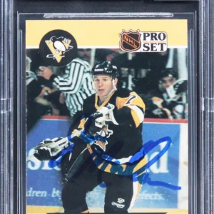 Penguins Joe Mullen Signed 1990 Pro Set #508 Card Auto Gem Mint 10! BAS Slabbed