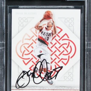 Blazers C.J. McCollum Signed 2015 Panini Excalibur #36 Card 10! BAS Slabbed
