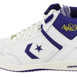 Lakers Magic Johnson Signed Left Purple & White Converse Weapon Shoe BAS Wit 3