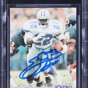 Cowboys Emmitt Smith Authentic Signed 1992 Pro Set #150 Card BAS Slabbed