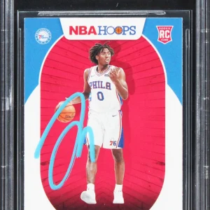 76ers Tyrese Maxey Authentic Signed 2020 Hoops #207 Rookie Card BAS Slabbed
