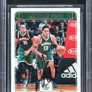 Bucks Malcolm Brogdon Authentic Signed 2017 Hoops #12 Card BAS Slabbed
