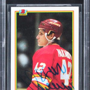 Flames Sergei Makarov Authentic Signed 1990 Bowman #92 Card BAS Slabbed