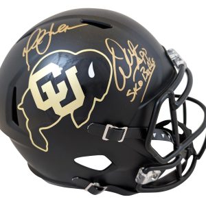 Colorado Warren Sapp & Marshall Faulk Signed Black F/S Speed Rep Helmet BAS Wit